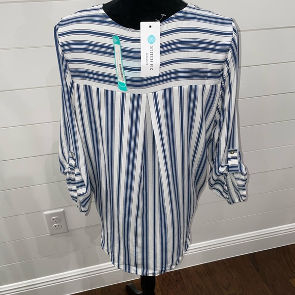 *NOT NWT* West Kei Allan Surplice Rolltab Blouse Womens Large - Picture 4 of 4